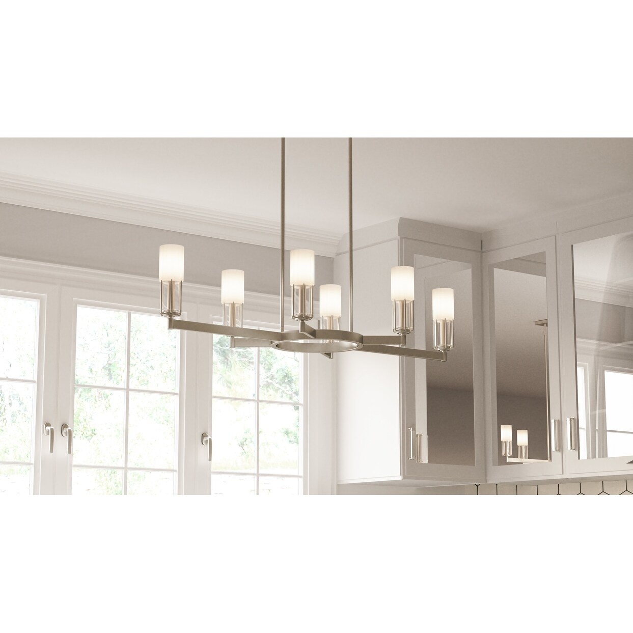 Cruz 6-Light Brushed Nickel Linear Chandelier - Bed Bath
