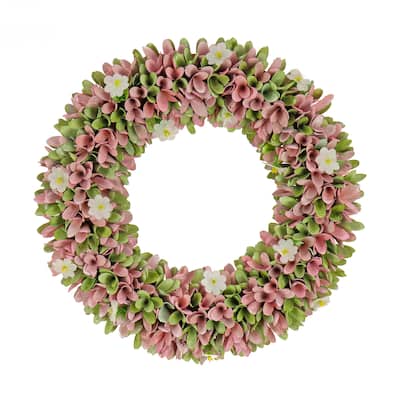 18" Spring Pink Floral Wreath - 18 in