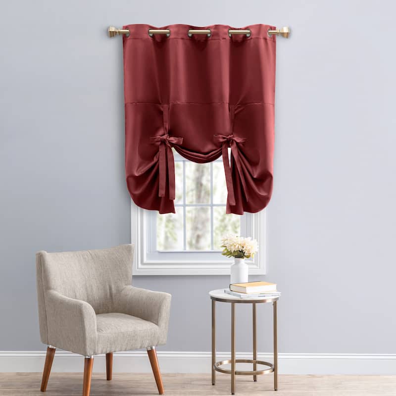 Ultimate Blackout Gorgeous Grommet Tie Up Curtain Panel - Garnet