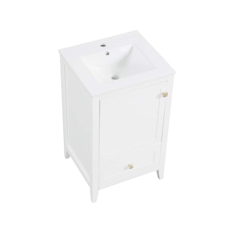 20" Bathroom Vanity with Sink, Bathroom Cabinet with Soft Closing Door, Storage Rack and A Drawer