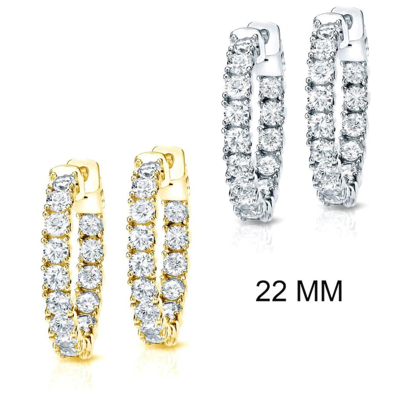 Auriya 14k Gold 3 carat TW Small to Large Diamond Hoop Earrings (J-K, I1-I2)