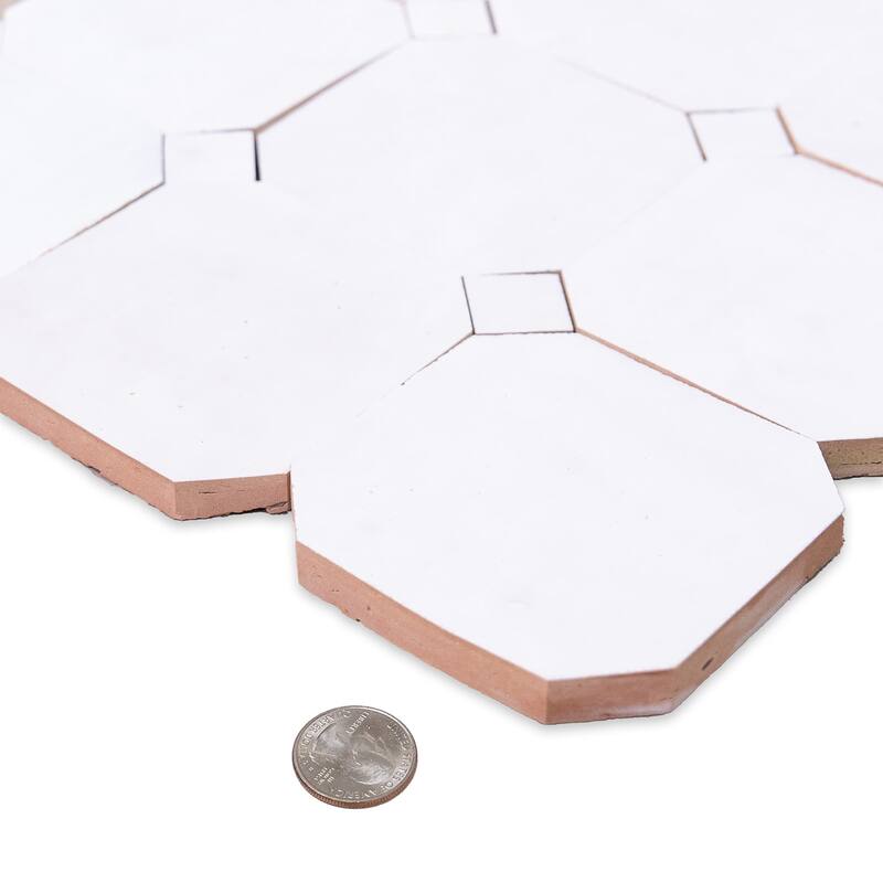 Contemporary Zellige Panels,12''x12''x0.5'', White and White Accents