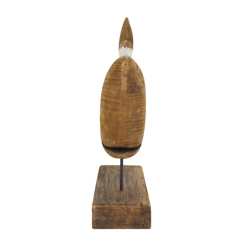 Wood Whale Handmade Decorative Sculpture with Painted White Accents and Metal Details - Brown - Roche River Decor