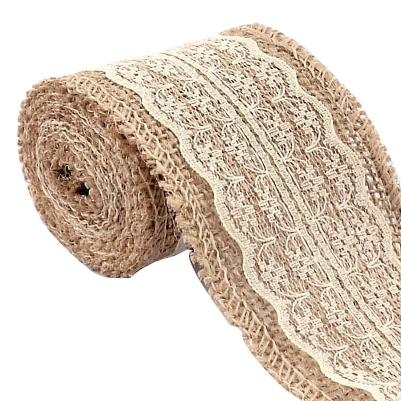 Burlap Hessian Crafting Lace Ribbon Roll Trim Edge 2M for Wedding