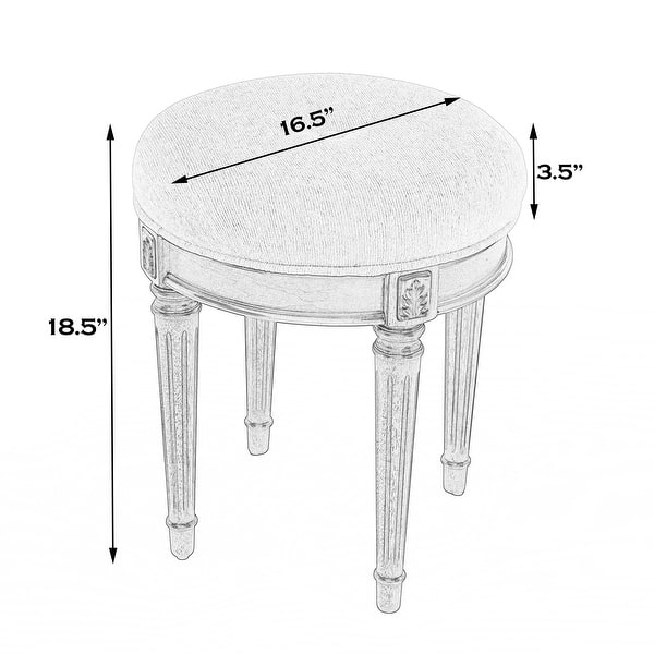 Bernadette 18.5 in. Seat Height Round Upholstered and Wood Traditional Vanity Stool