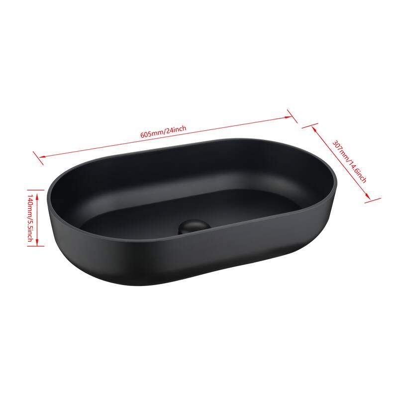 Eco-Friendly 24-Inch Acrylic Rectangular Vessel Sink, Durable and Hygienic, for Modern Bathroom Design - 24in L