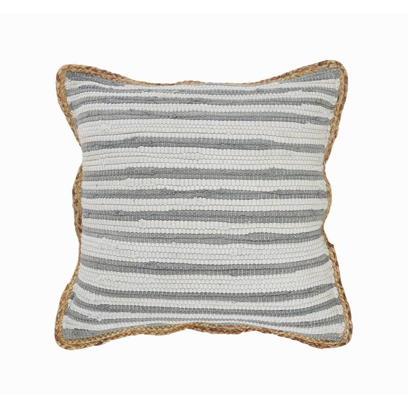 HomeRoots 18" X 18" White Gray And Tan 100% Cotton Striped Zippered Pillow