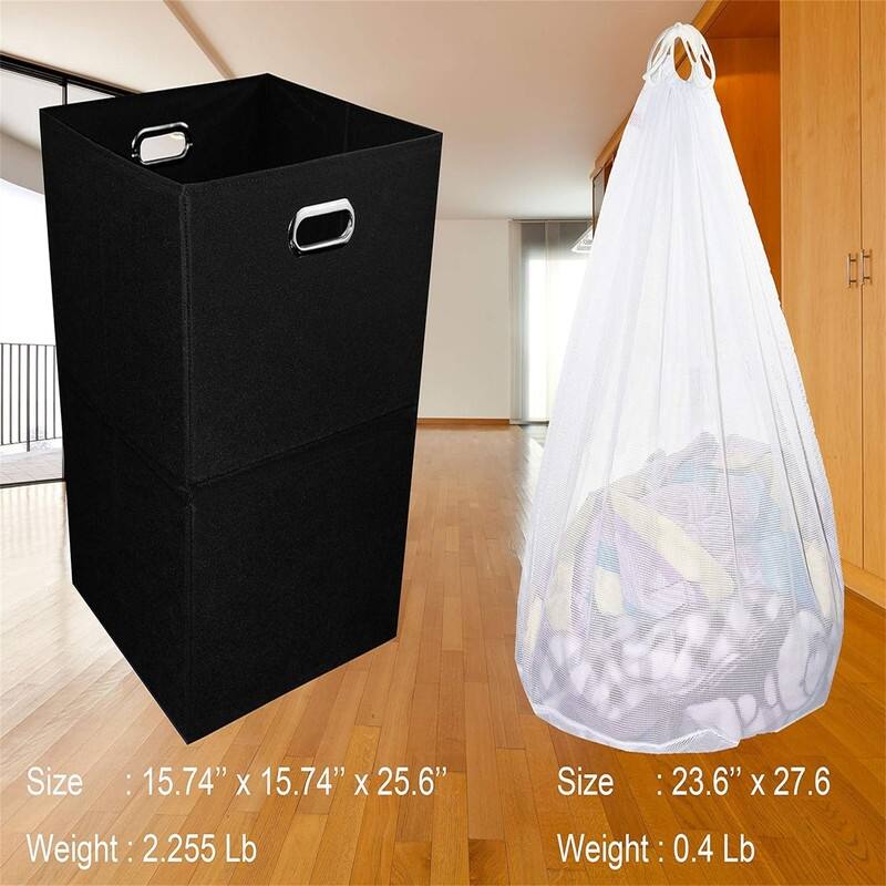 Large Laundry Hamper With Laundry Bag Premium Durable Fabric - 15.74"L x 15.74"W x 25.6"H