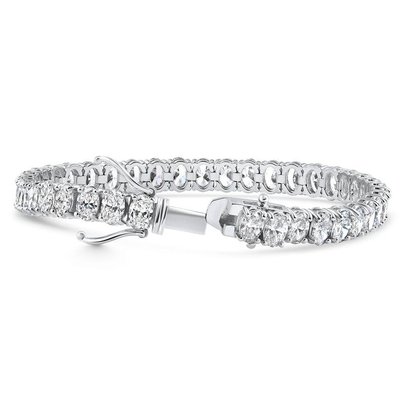16Ct TW Oval Diamond Tennis Bracelet Gold 7" Lab Grown