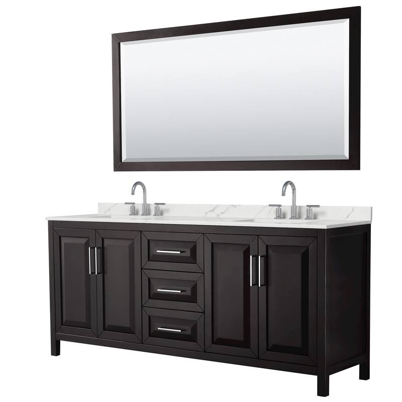 Wyndham Collection WCV252580D-QTZ-US3M70 Daria 80" Free Standing - Dark Espresso / Giotto Quartz Top / Polished