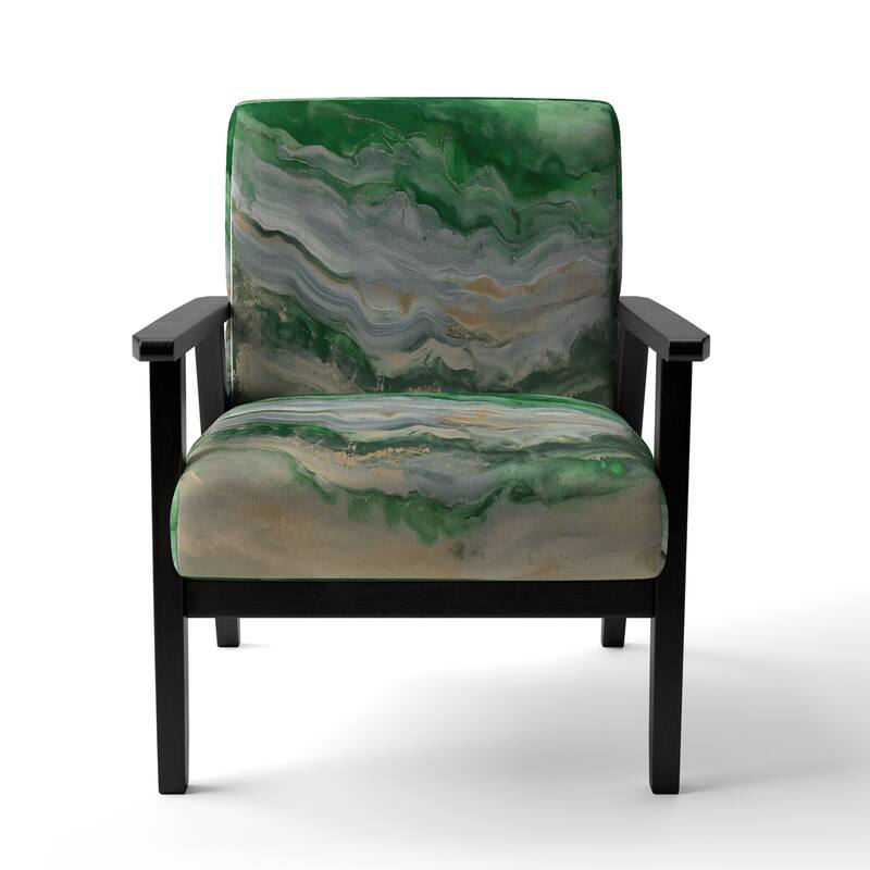 Designart "Coast Blue Sea Waves Watercolour" Upholstered Abstract Accent Chair - Modern Arm Chair For Bedroom