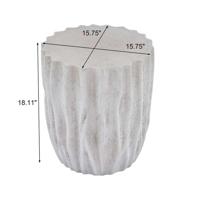 Christopher Knight Home - Ames 18.11"H Outdoor Modern Drum Shape MGO Side Table with Ribbed Surface Textured, Fully Assembled