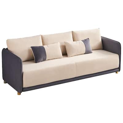 85.8" Deep Cushions Sofa, Recessed Arm Sofa, Cushion Back Sofa