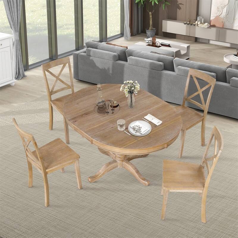 Modern Dining Table Set for 4,Round Table and 4 Kitchen Room Chairs,5 Piece Kitchen Table Set for Dining Room,Breakfast Nook