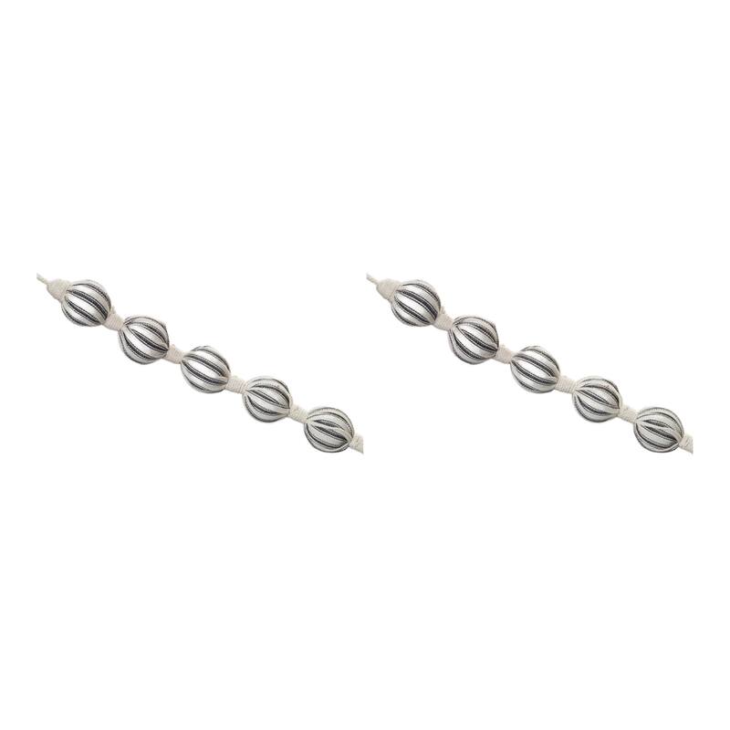 Fabric Ball String Garland (Set of 2) - Cream