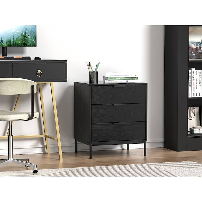 Anmytek Modern 3-Drawer Wood Nightstand Bedside Table End Table for Bedroom