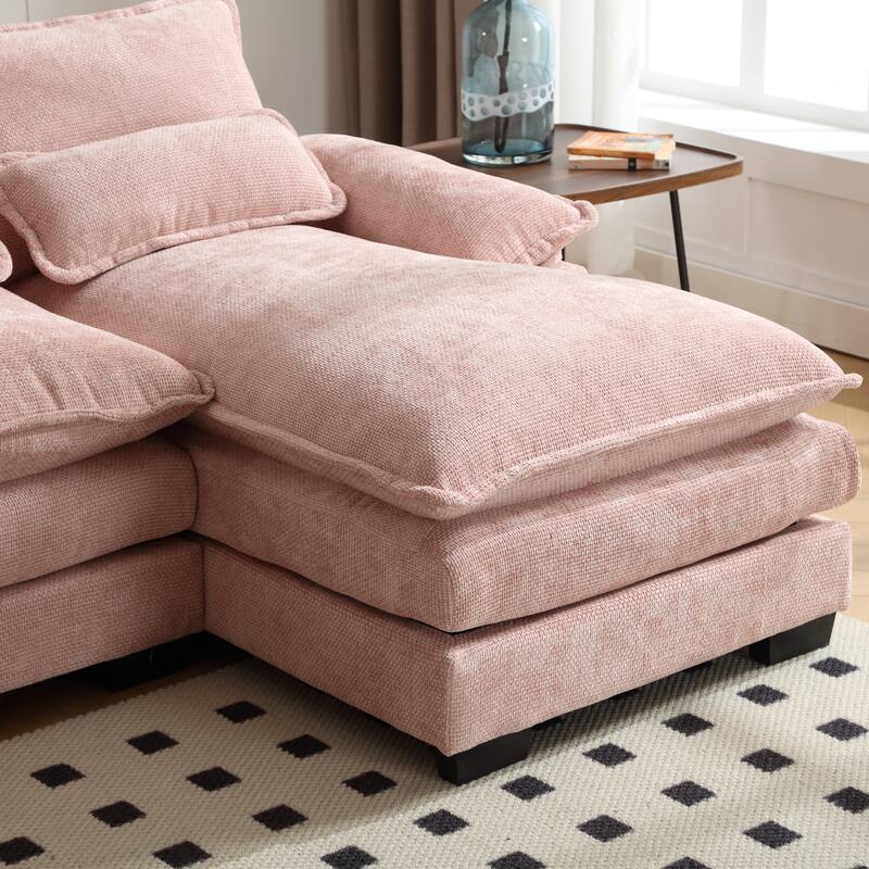 U-shaped Recliner Sofa Chenille Upholstered Chaise Sectional Sofa Symmetrical Reclining Couch with Double Thick Cushions