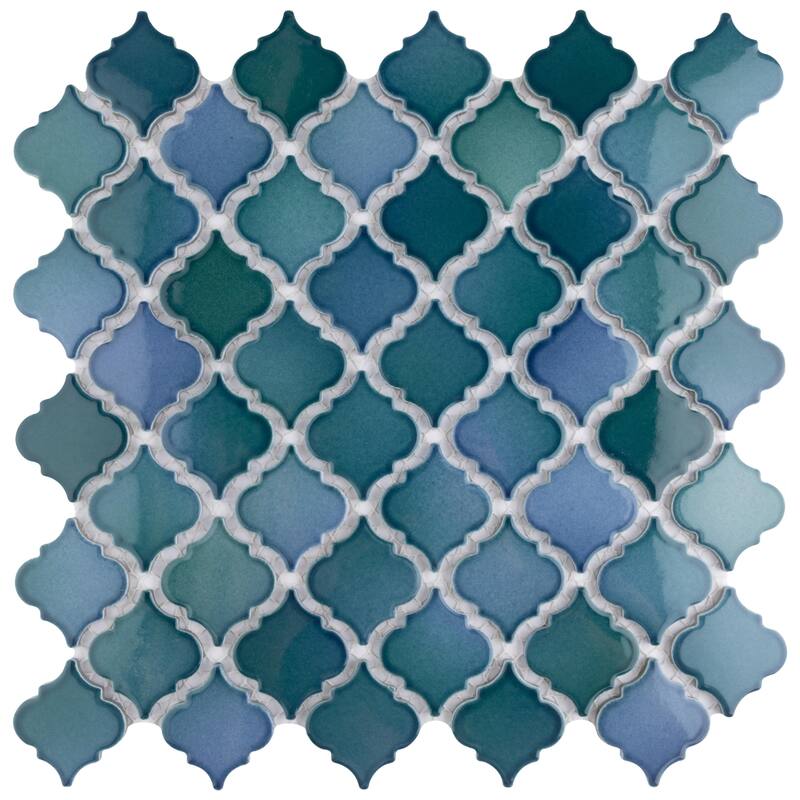 Merola Tile Hudson Tangier Aquamarine 12-3/8" x 12-3/8" Porcelain Mosaic Floor and Wall Tile