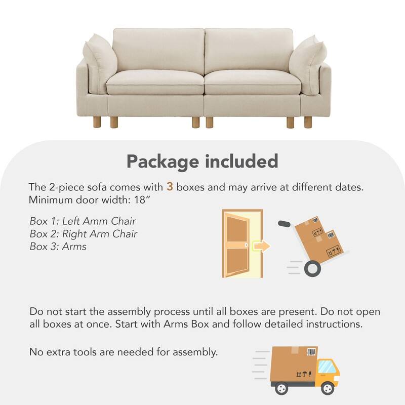 Spruce & Spring Modular Cloud Couch Sofa with Wood Legs for Living Room