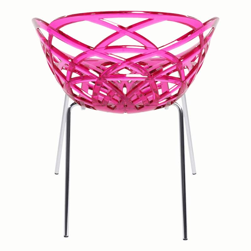 Furnish Theory Fleur-ML Stackable Dining Armchairs Arm Chairs Anti-UV Polycarbonate Shell & Chrome-Plated Steel Legs (Set of 2)