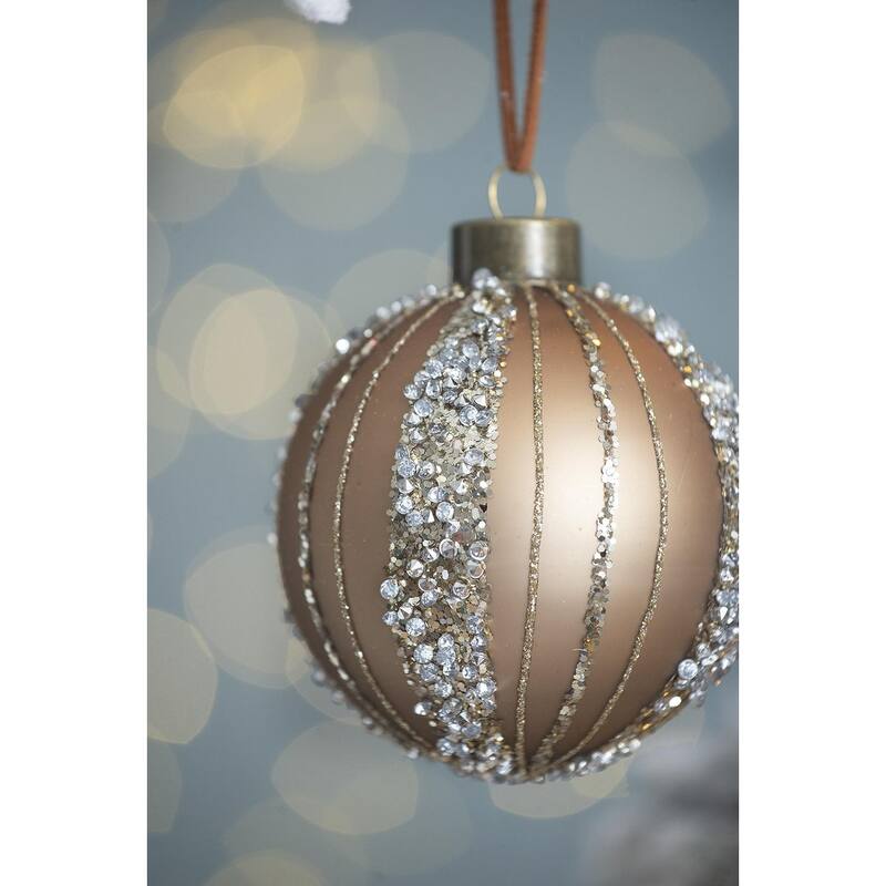 D3.9" Christmas Ball Ornaments, Glass Decorative Hanging Ball Christmas Tree Ornaments for Holiday Decorations, Set of 6