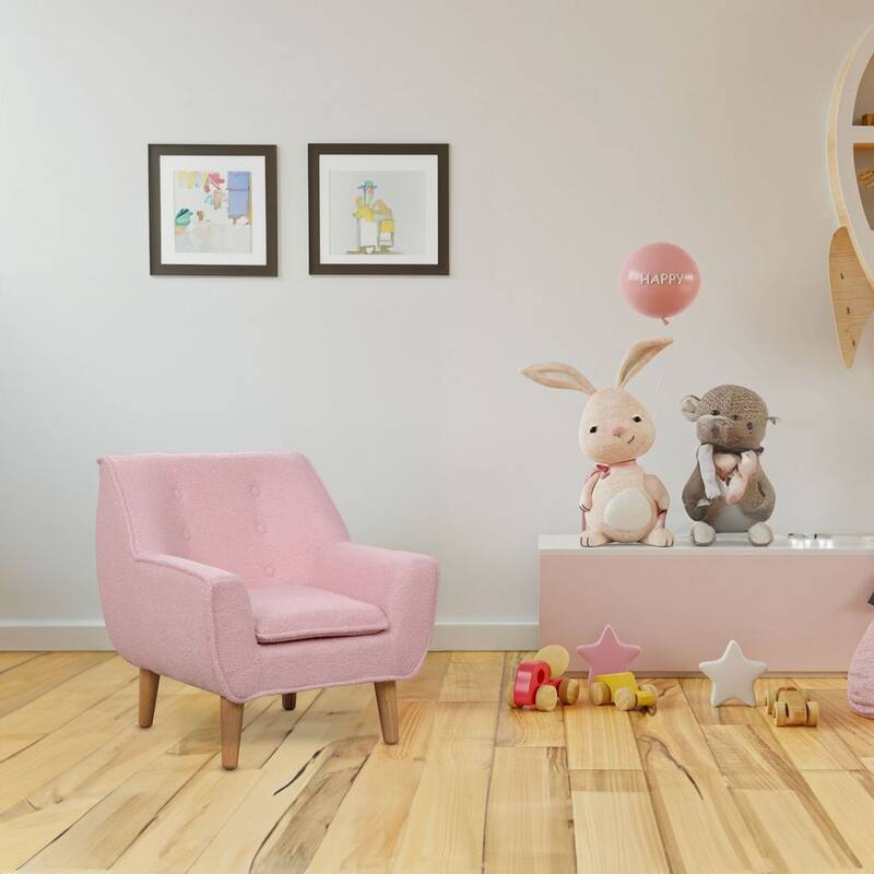 Aria Home Pink Teddy Club Kids Arm Chair with Foam Seat Washable Cover