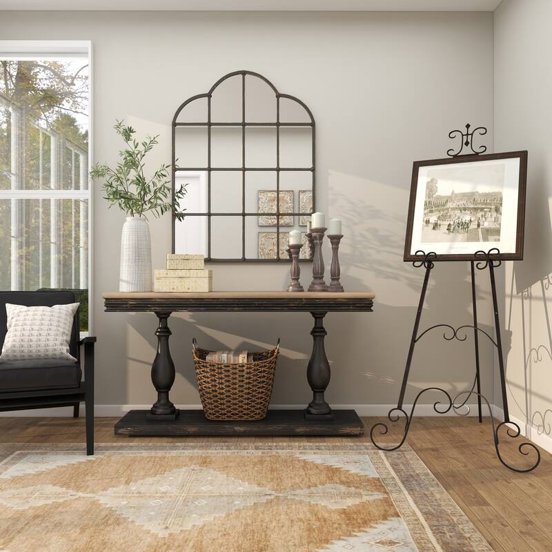 Black Metal Adjustable 3 Tier Scroll Display Easel with Chain Support