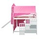 preview thumbnail 16 of 36, Impression Full Size Playhouse Inspired Bunk Bed with Slide Pink Tent and Tower, Sturdy Construction & Unique Design, Pink