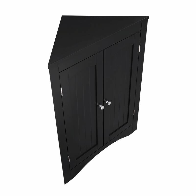 Corner Cabinet with Doors & Shelves: Ideal for Bathroom, Kitchen, or Living Room. Stylish Free-Standing Storage