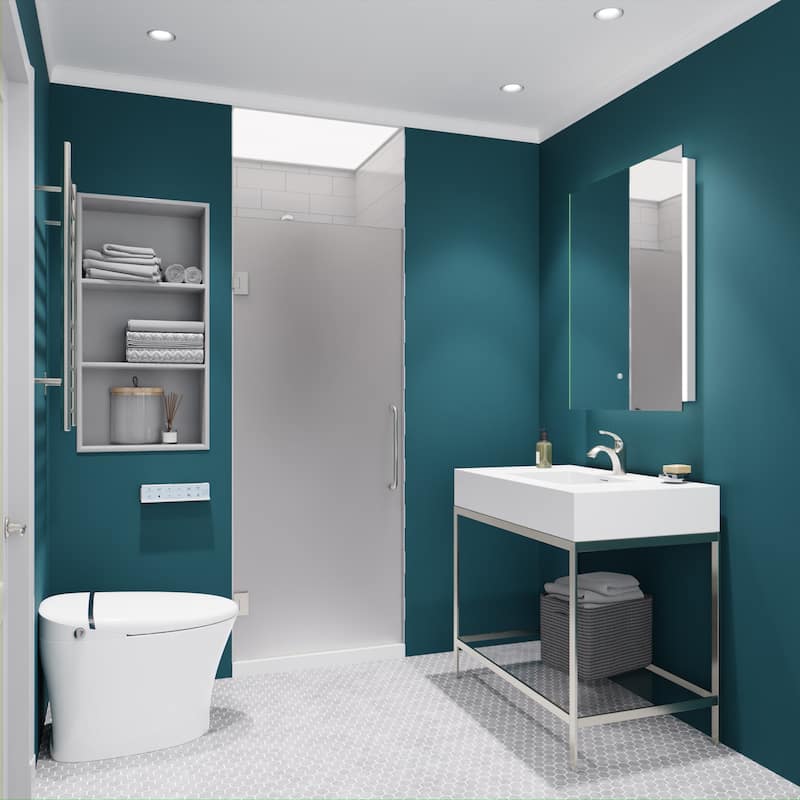 ANZZI Fellow 24" x 70" Frameless Hinged Shower Door in Brushed Nickel with Frosted Tempered Glass