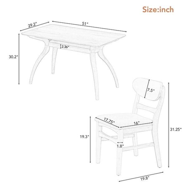 Stylish Solid Wood Dining Table Set with Special-shape Legs & Storage ...