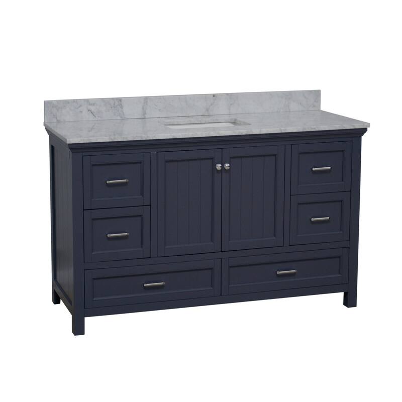 KitchenBathCollection Paige 60" Single Bathroom Vanity with Carrara Marble Top