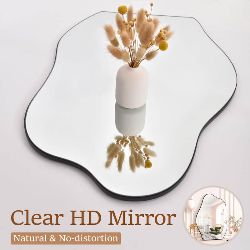 Irregular Cloud Shape Wall Mounted Vanity Mirror Black