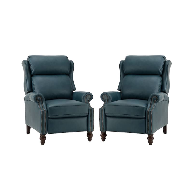 Noemon Genuine Leather Recliner with Nailhead Trims by HULALA HOME (Set of 2)