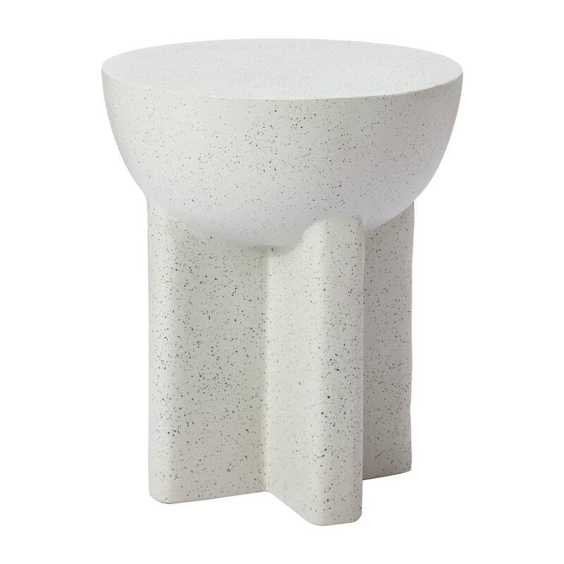 HomeRoots 18" White Faux Stone Round Pedestal End Table - 15' X '18.1' X '15