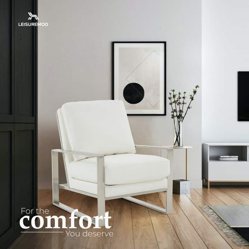 Jefferson Modern Velvet Accent Chair with Brushed Silver Frame, Plush Cushions, and Scratch-Resistant for Home or Office - 29.2
