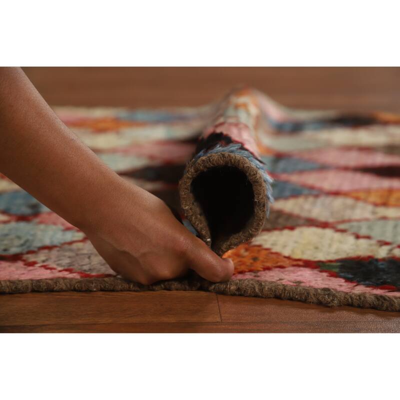 All-Over Trellis Moroccan Oriental Runner Rug Handmade Wool Carpet - 2'7" x 10'1"