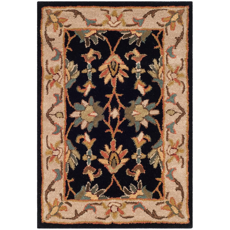 SAFAVIEH Handmade Heritage Sharee Traditional Oriental Wool Rug - 2'3" x 4' - Black/Beige