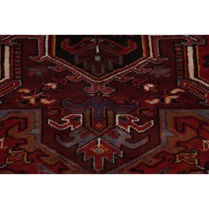 Hand Knotted Oriental 100% Wool Carpet Traditional Medallion Red Heriz Area Rug - 12' 4'' X 9' 7''