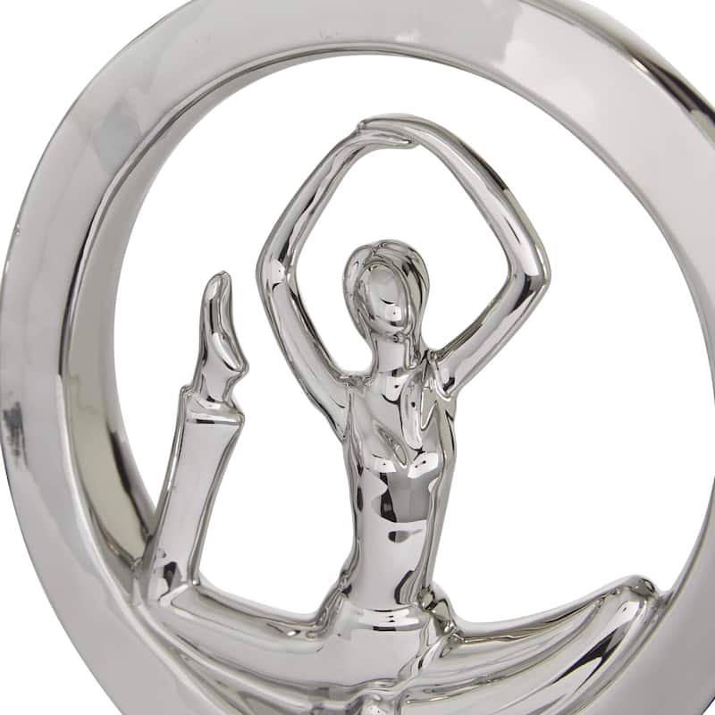 Ceramic Dancer Sculpture - Set of 2 Silver - Roche River Decor