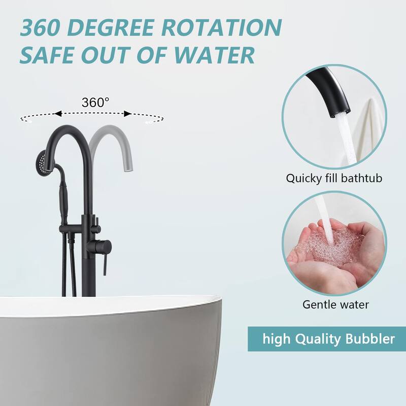 Vanityfair Floor Mount Freestanding Bathtub Faucet Tub Filler with Hand Shower