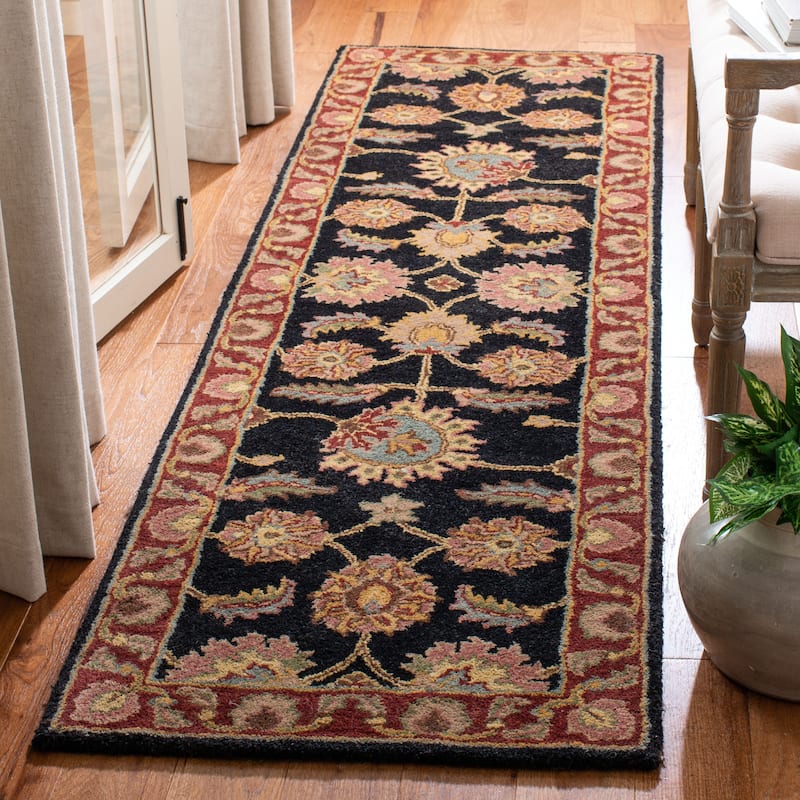 SAFAVIEH Handmade Classic Juliya Traditional Oriental Wool Rug - 2'3" x 10' Runner - Navy/Red