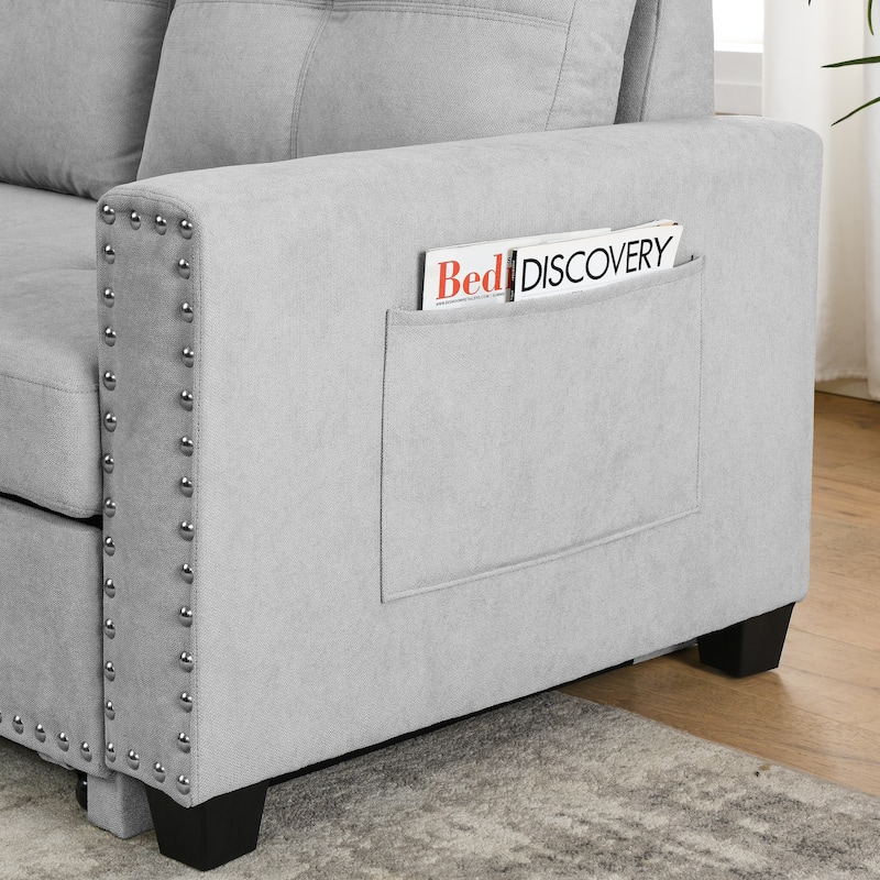 Classic and Cozy L-shape Pull-out Sleeper Sectional Sofa