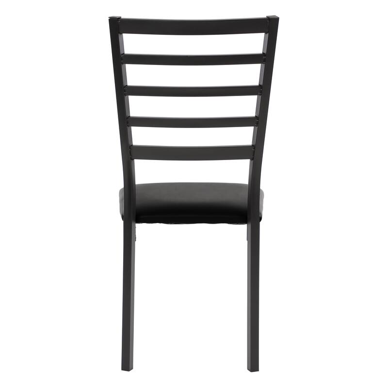 Black Finish Side Chairs Set of 4 Metal Frame Casual Dining Furniture