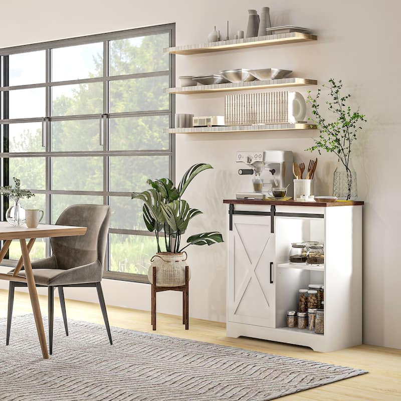 Farmhouse Coffee Bar Cabinet Buffet Sideboard