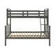 preview thumbnail 14 of 18, Slat Design Twin over Full Bunk Bed with Angled Ladder in Dark Walnut