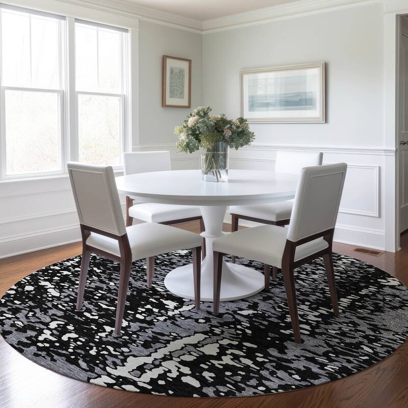 Machine Washable Indoor/ Outdoor Modern Abstract Chantille Rug