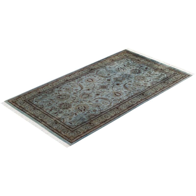 Overton Hand Knotted Wool Vintage Inspired Modern Contemporary Overdyed Gray Area Rug - 3' 1" x 5' 5"