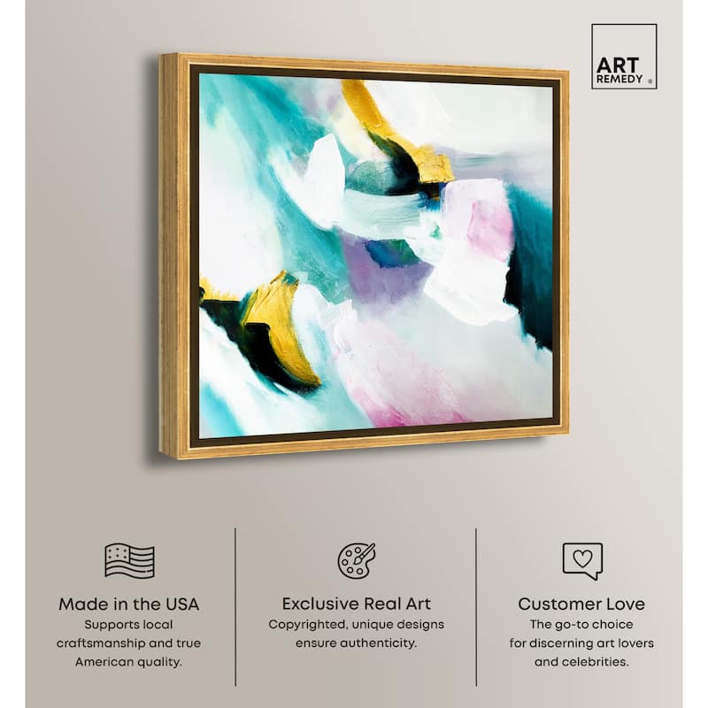 Art Remedy Still Violas Framed Blue Abstract 1 Piece Canvas Wall Art