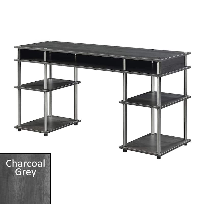 Convenience Concepts Designs2Go No Tools 60 inch Deluxe Student Desk with Shelves